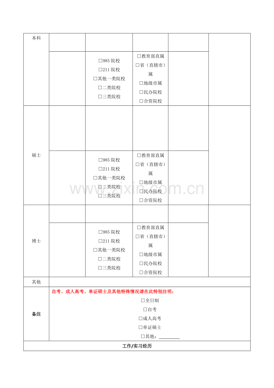 厦门国际银行校园招聘简历信息表.doc_第2页