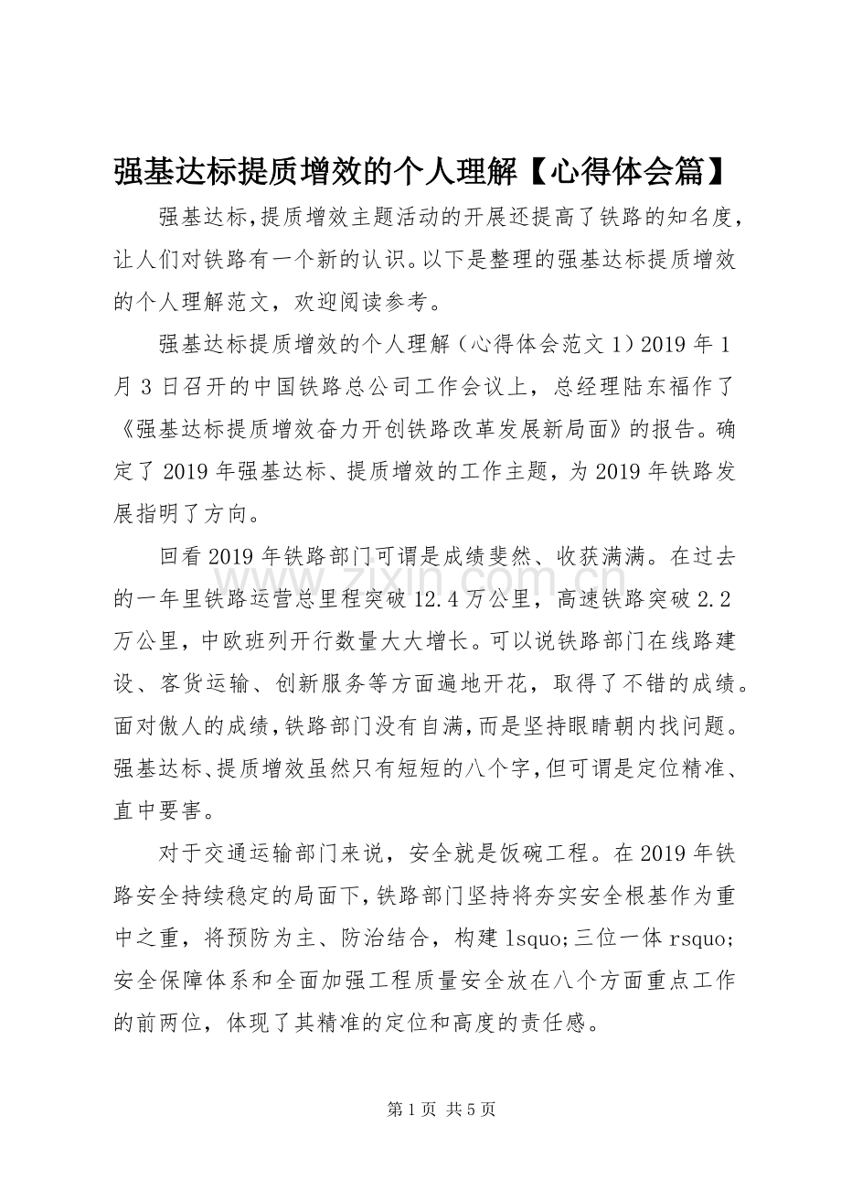 强基达标提质增效的个人理解【心得体会篇】.docx_第1页