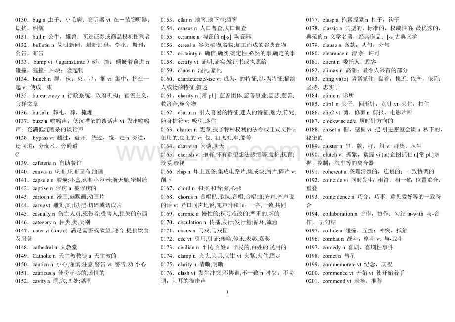 六级核心词汇打印学习版(1261).34550796.doc_第3页