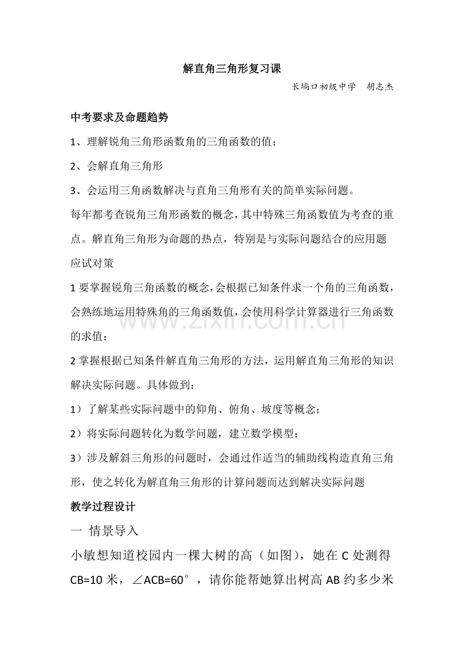 《解直角三角形》复习课教案.doc_第1页