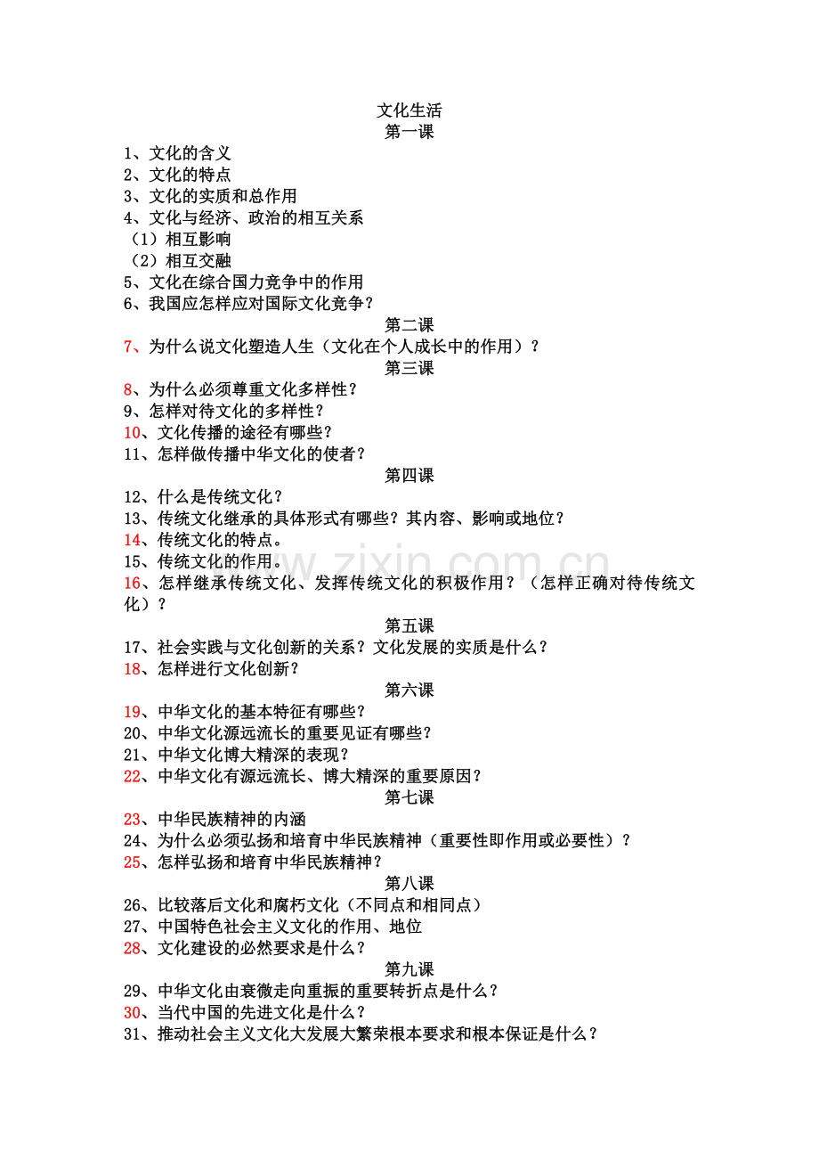 文化生活--知识整合.doc_第1页