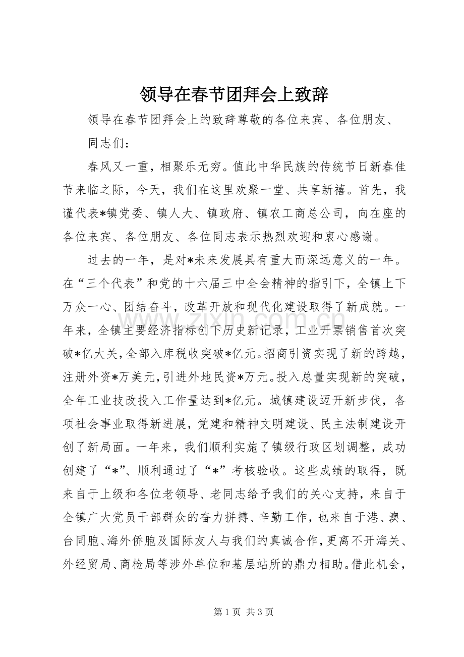 领导在春节团拜会上致辞.docx_第1页