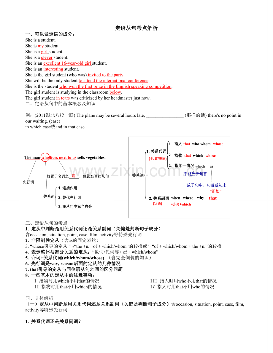 定语从句考点解析及完成句子练习.doc_第1页