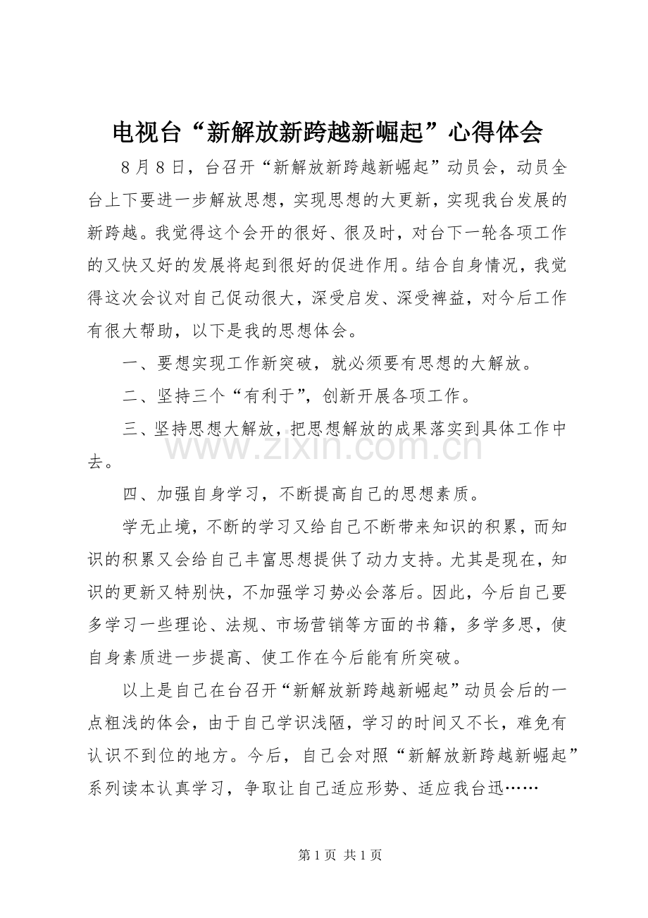 电视台“新解放新跨越新崛起”心得体会.docx_第1页