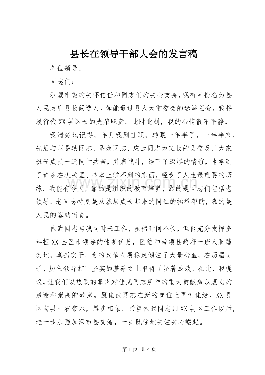 县长在领导干部大会的发言稿.docx_第1页