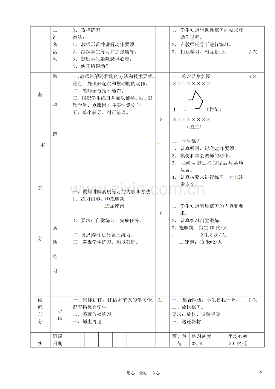 江苏省徐州市第二十二中学八年级体育-第2次课教案.doc_第2页