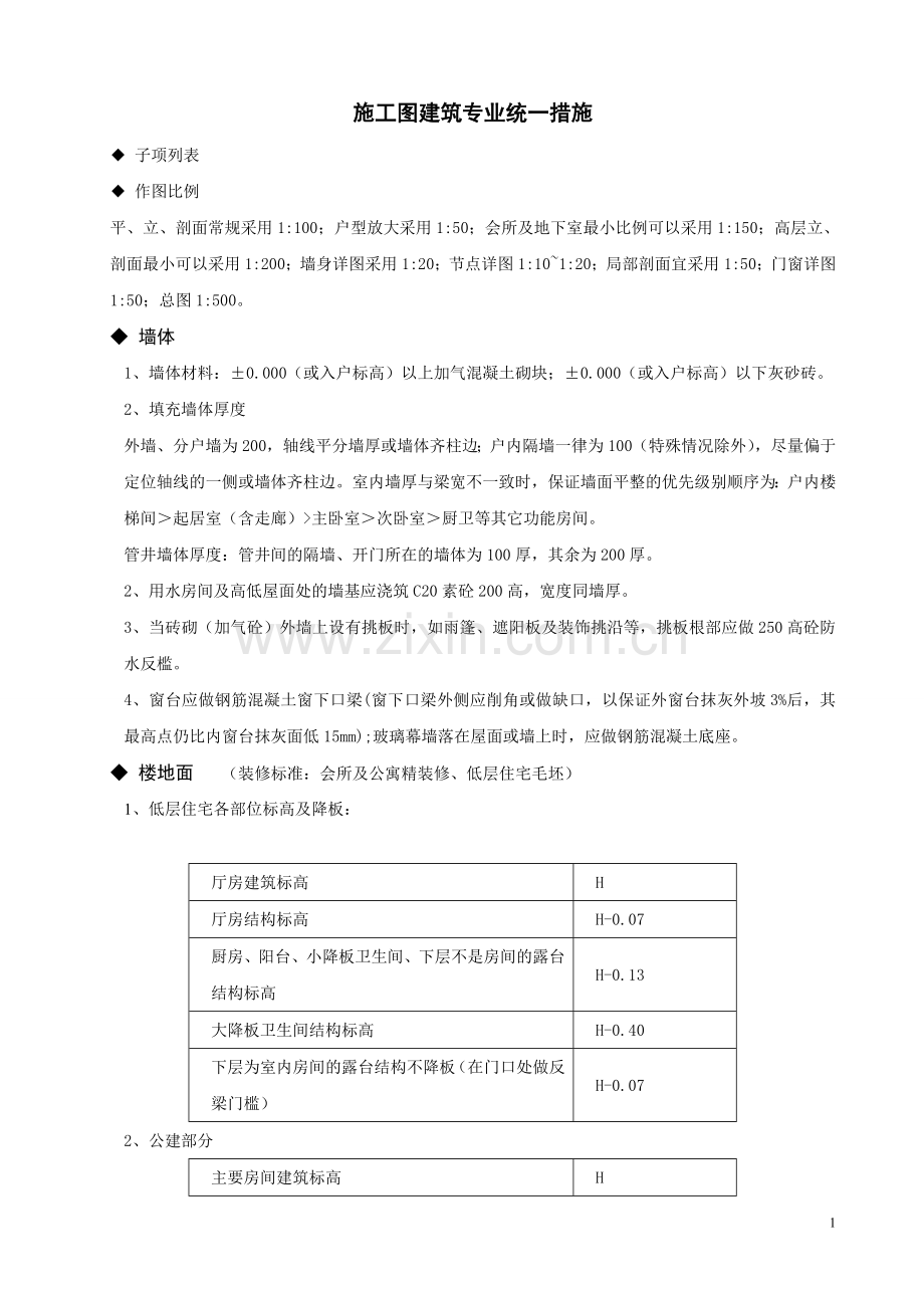 施工图统一措施(建筑专业)0.doc_第1页