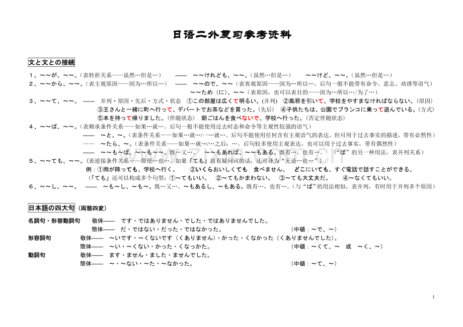 二外日语复习参考资料.doc_第1页