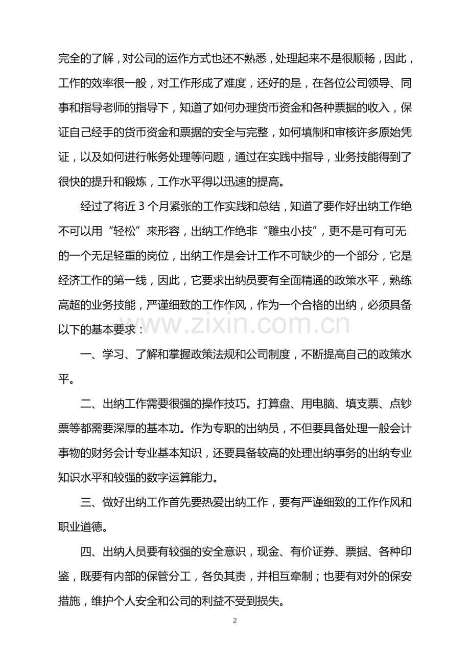 2022年出纳试用期工作总结.doc_第2页