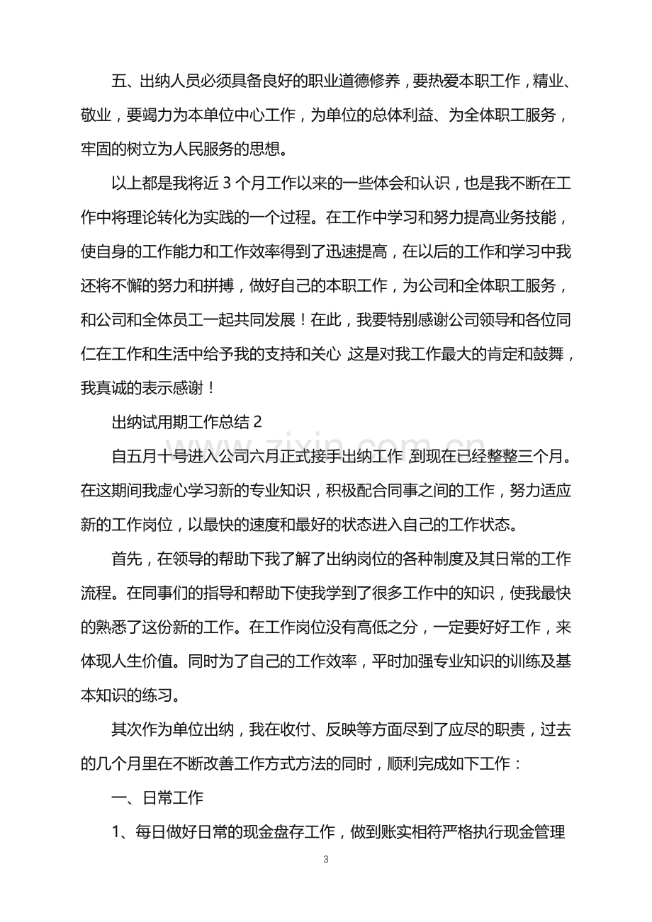 2022年出纳试用期工作总结.doc_第3页