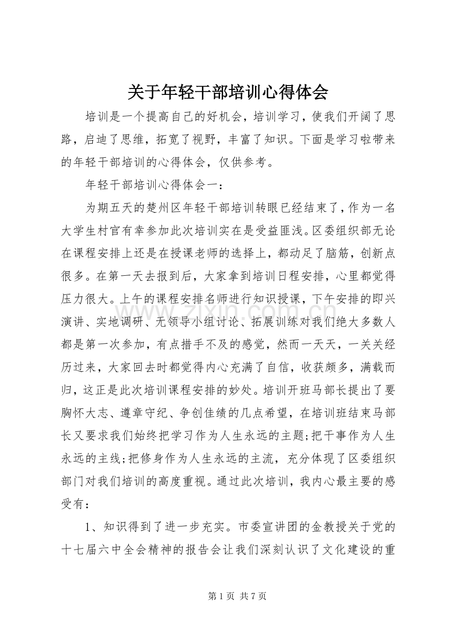 关于年轻干部培训心得体会.docx_第1页