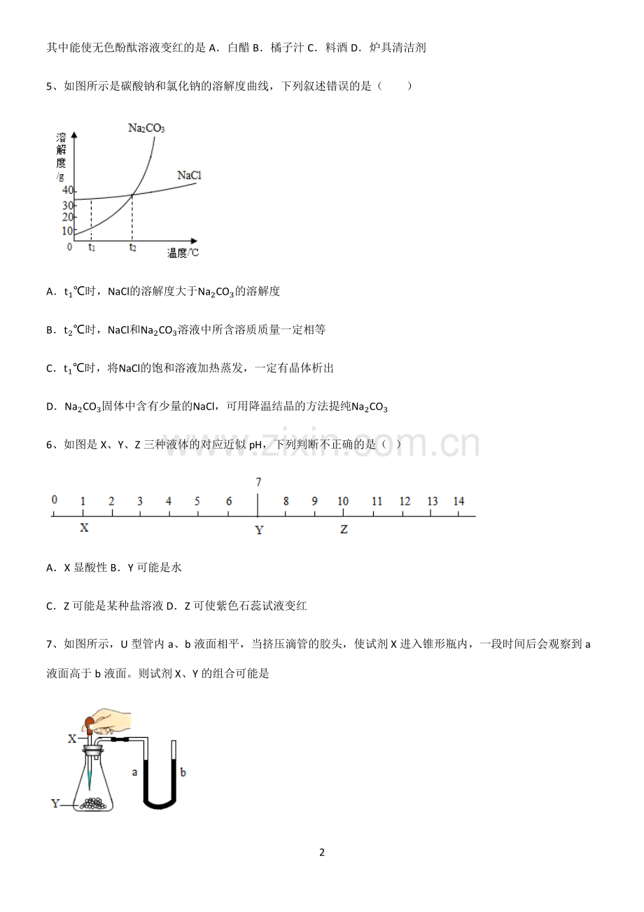 (文末附答案)2022届初中化学酸和碱考点专题训练.pdf_第2页