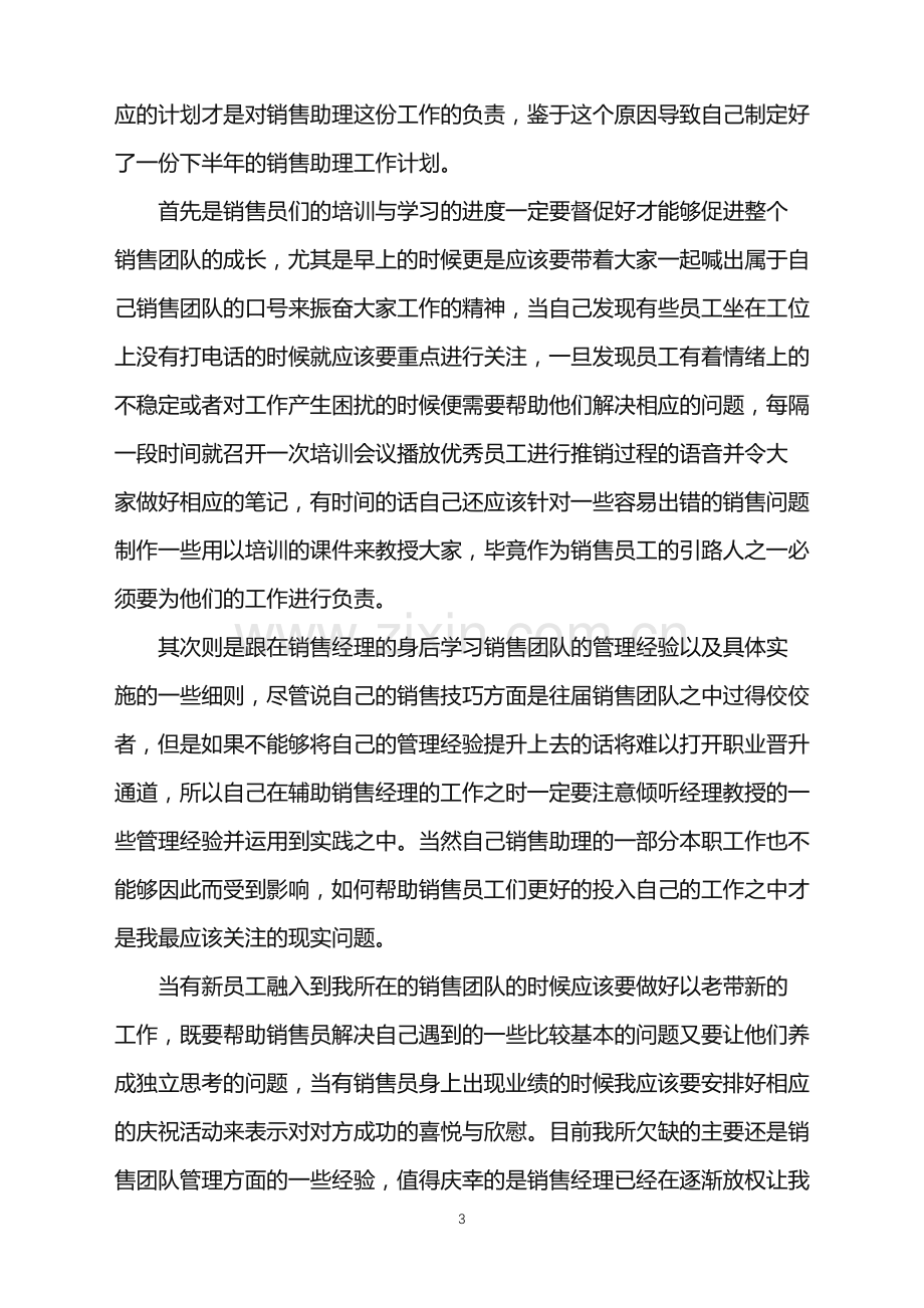 2022销售助理工作计划范文.doc_第3页