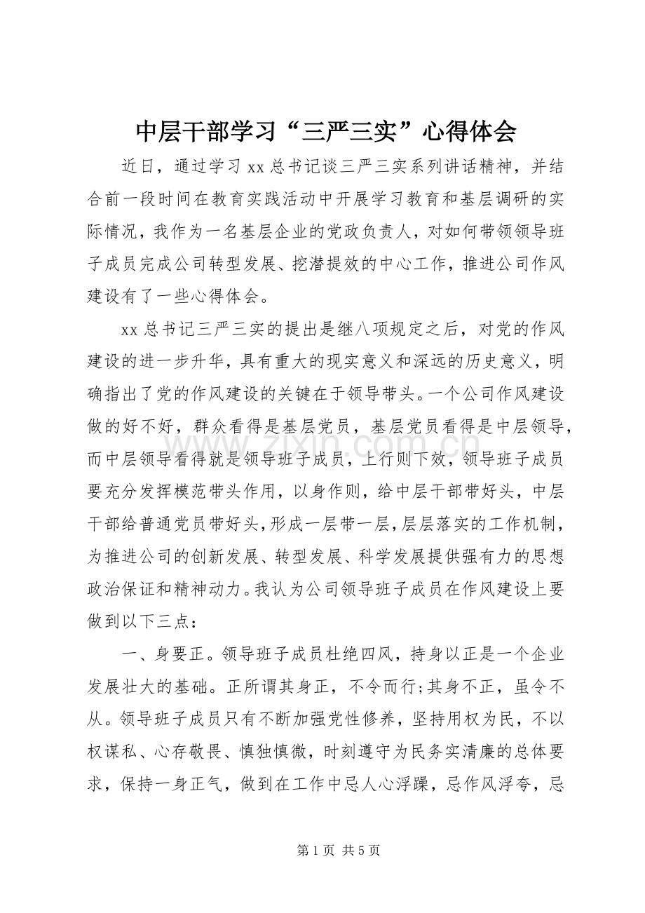 中层干部学习“三严三实”心得体会.docx_第1页