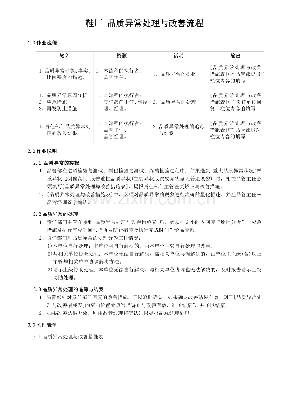 鞋厂-品质异常处理与改善流程.doc_第1页