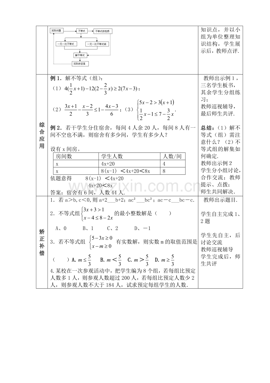 人教版七年级数学下册第九章-不等式与不等式组复习教案.doc_第3页