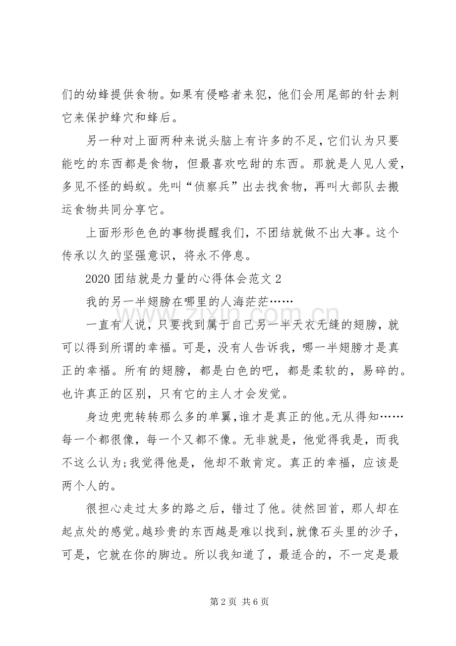 20XX年团结就是力量的心得体会多篇.docx_第2页