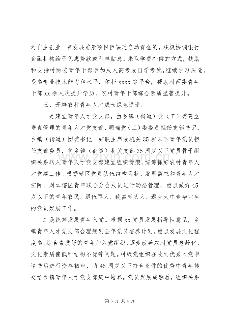 强化村级后备力量建设青年人才座谈会讲话材料.docx_第3页