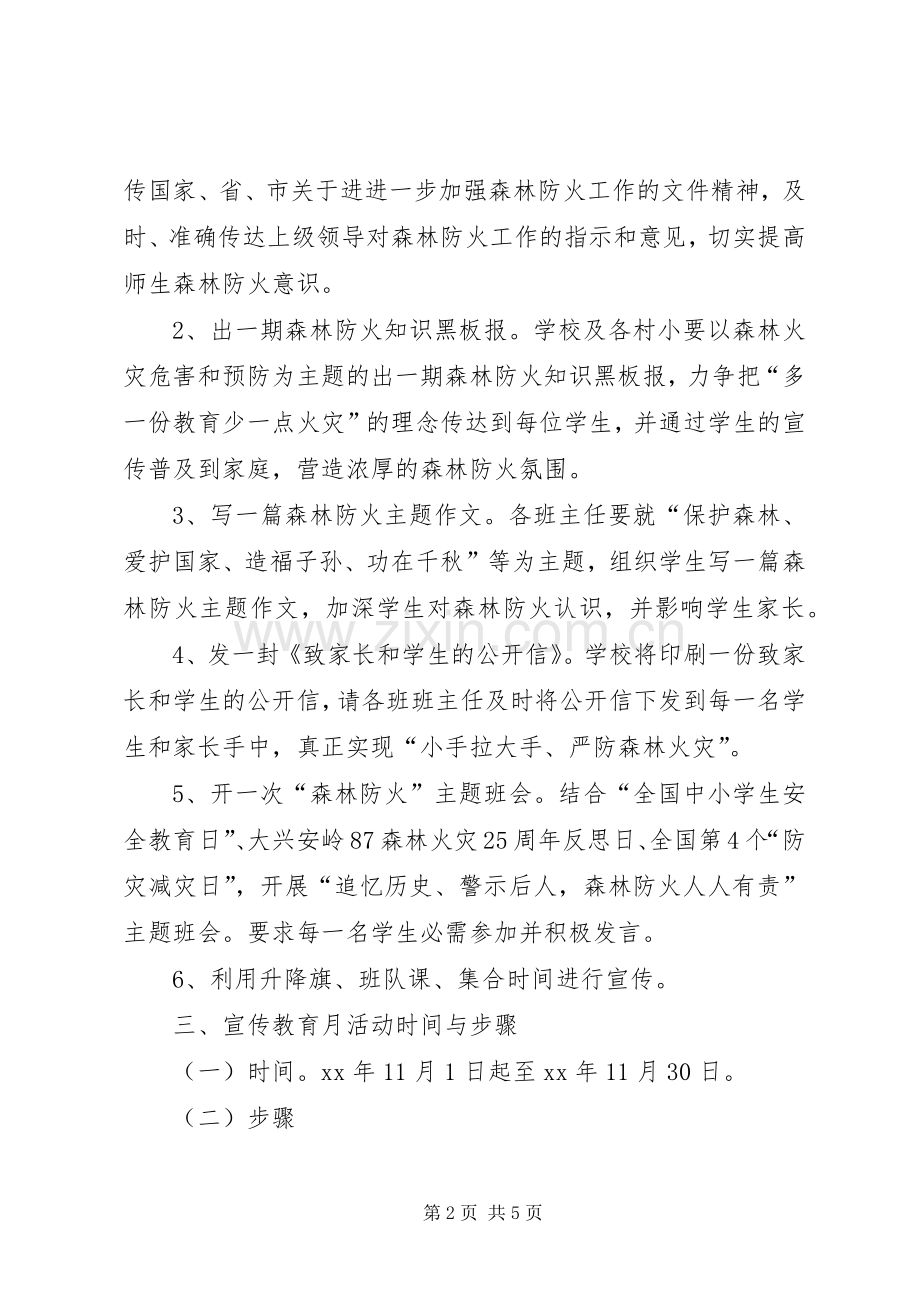 小学森林防火宣传教育方案.docx_第2页