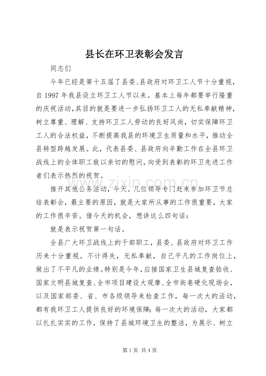 县长在环卫表彰会发言.docx_第1页