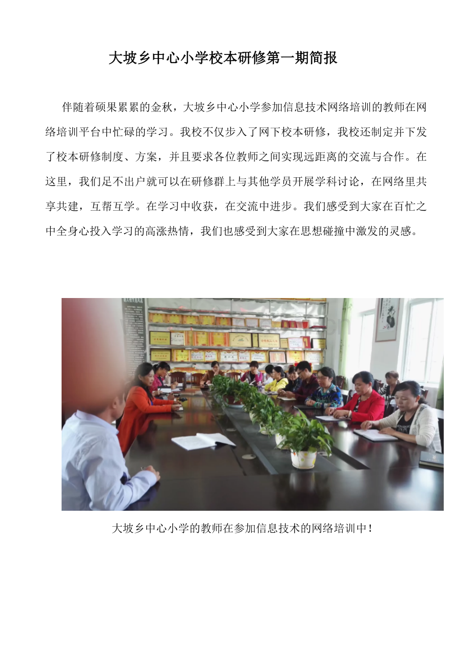 大坡乡中心小学校本研修第一期简报.doc_第1页