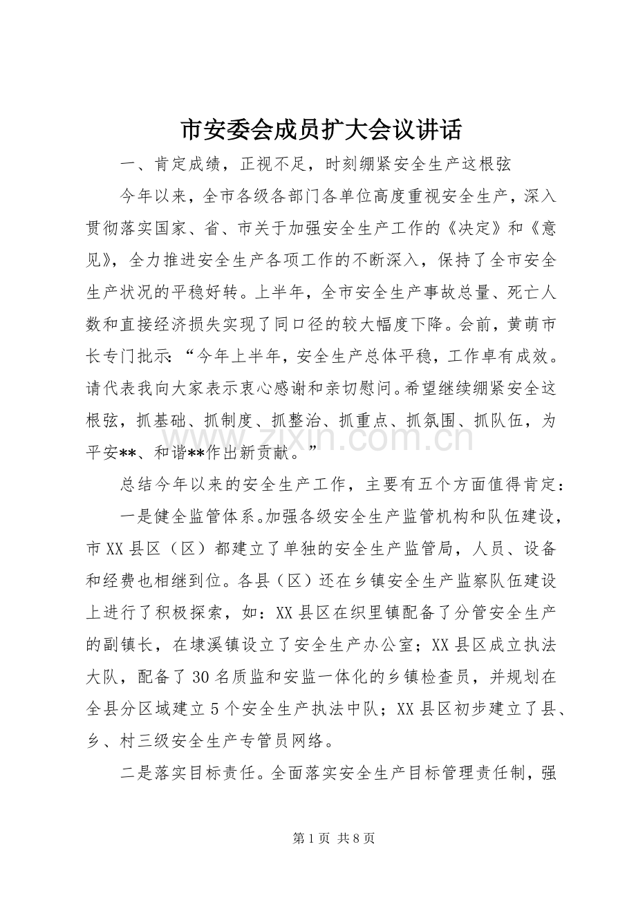 市安委会成员扩大会议讲话.docx_第1页