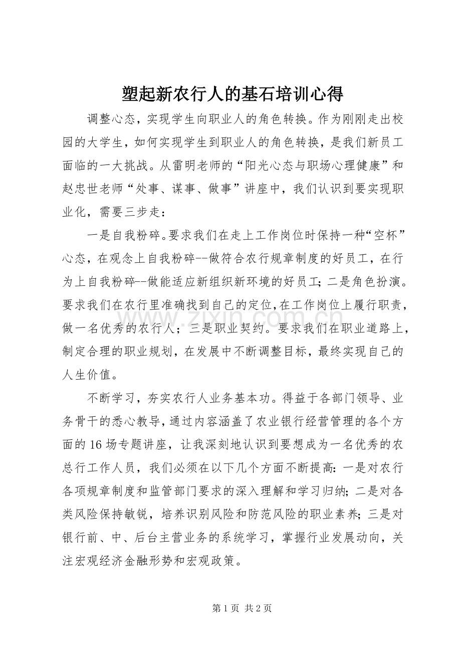 塑起新农行人的基石培训心得.docx_第1页