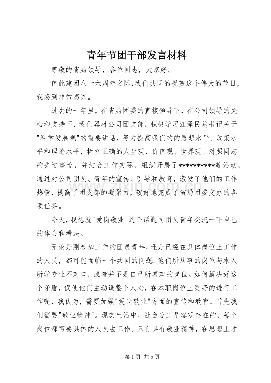 青年节团干部发言材料.docx_第1页