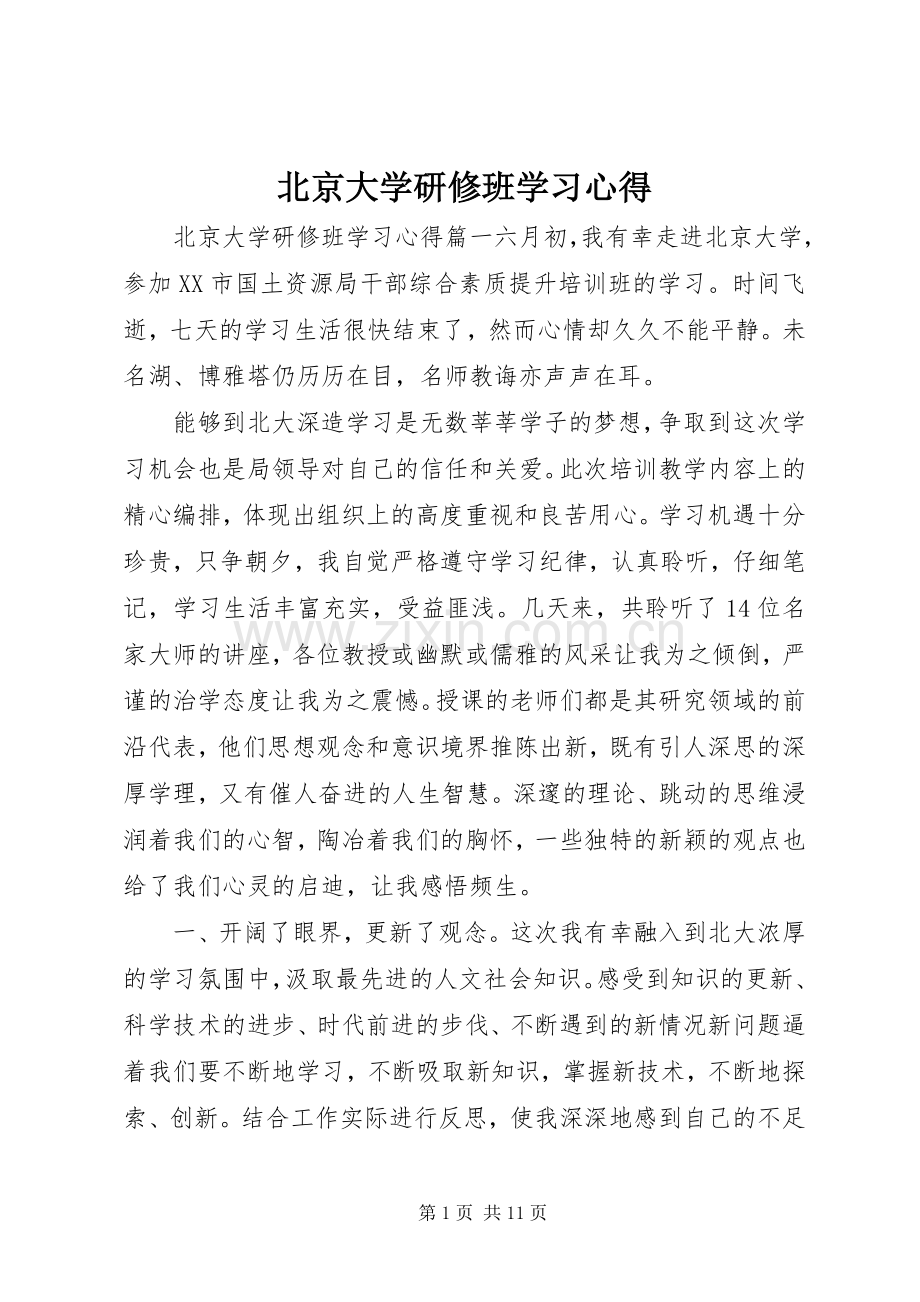 北京大学研修班学习心得.docx_第1页