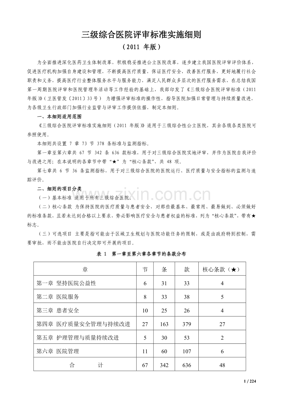 三级综合医院评审标准实施细则(2011年版).doc_第1页