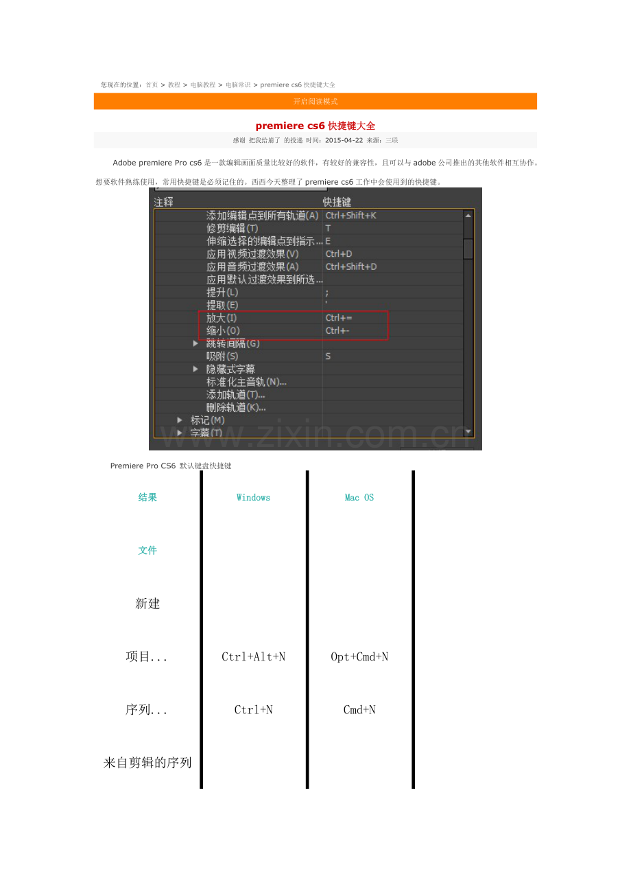 premiere cs6快捷键大全.doc_第1页