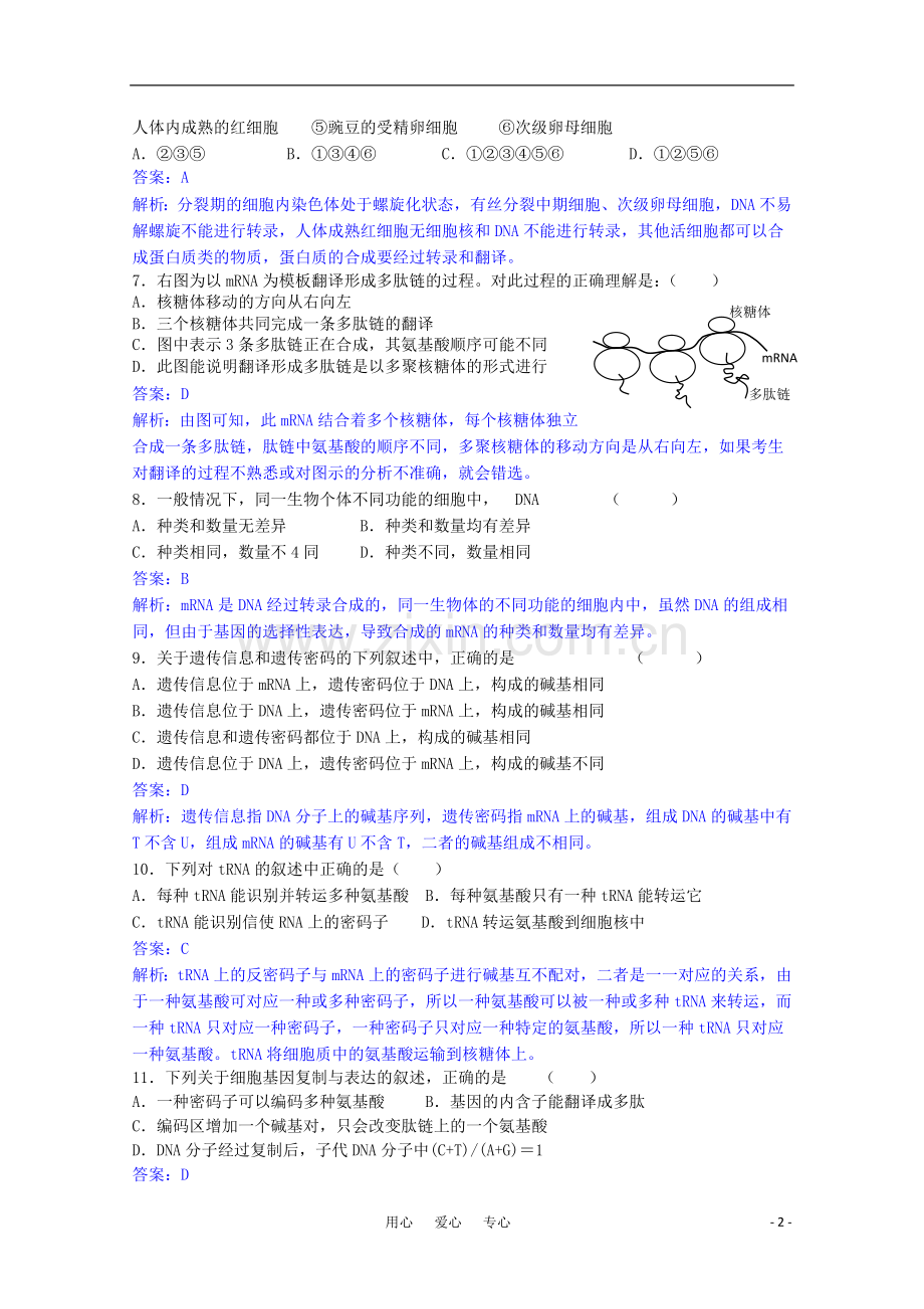 高一生物-基因的表达测试题.doc_第2页