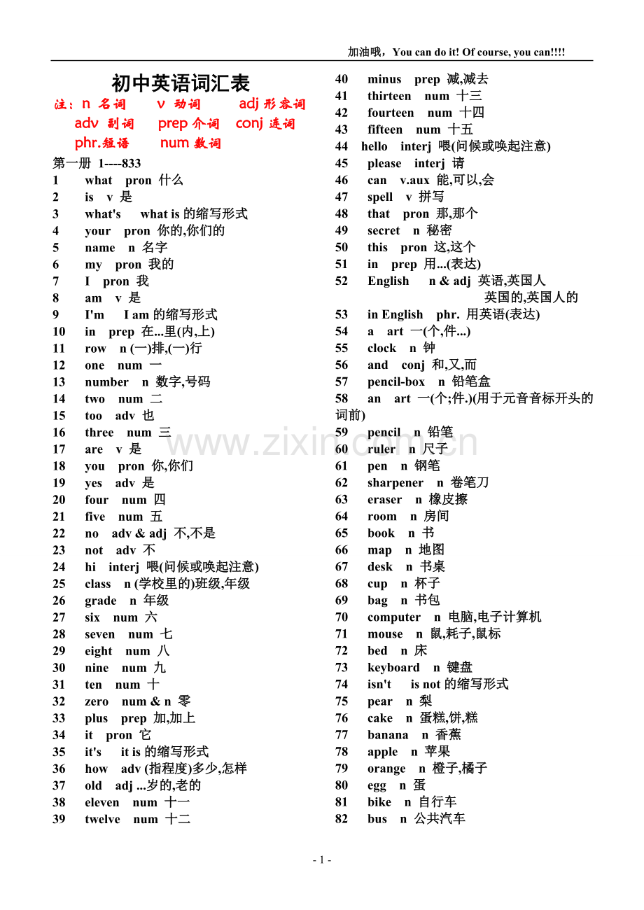 初中英语单词表(2182个.doc_第1页