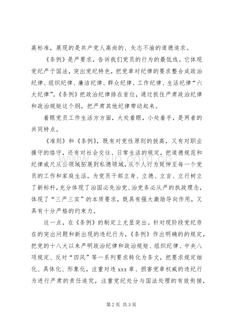 《准则》《条例》学习心得体会准则与条例是党员行为规范.docx_第2页