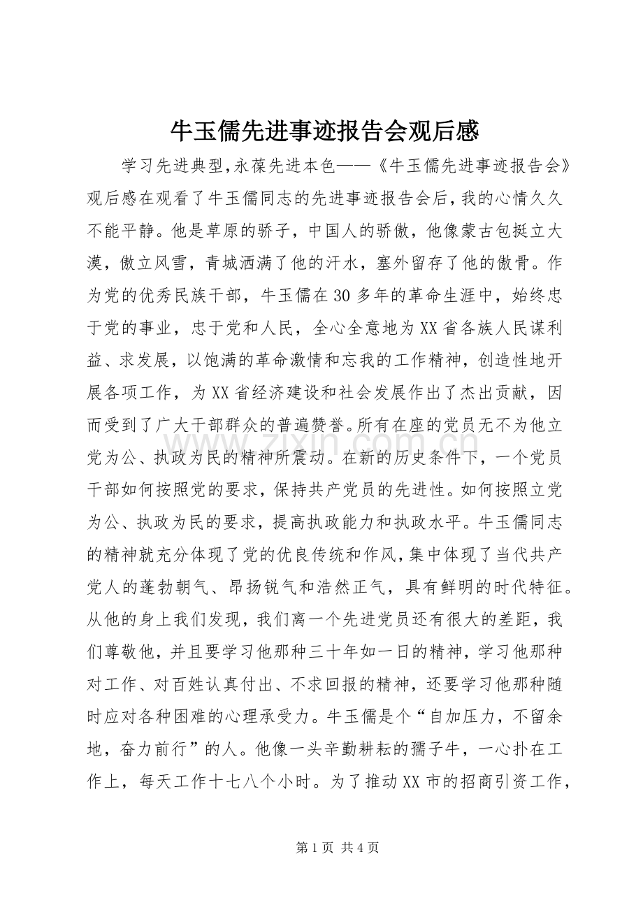 牛玉儒先进事迹报告会观后感.docx_第1页