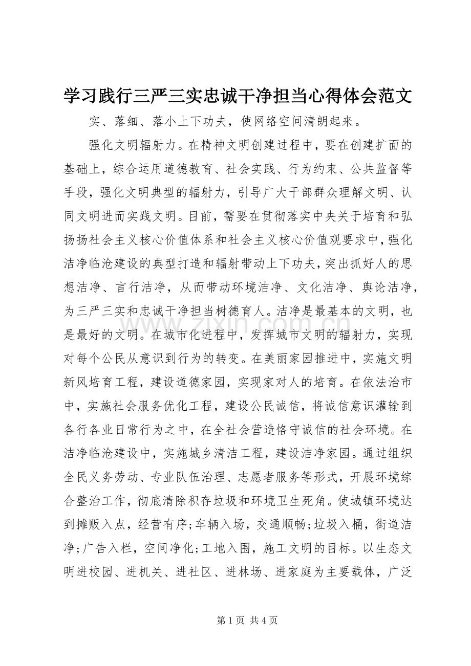 学习践行三严三实忠诚干净担当心得体会范文.docx_第1页