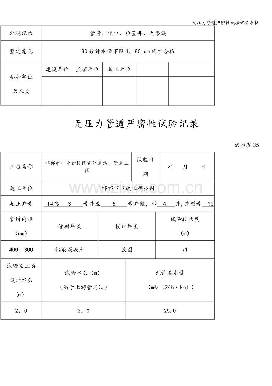 无压力管道严密性试验记录表格.doc_第2页