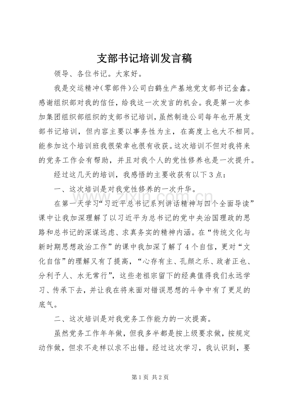 支部书记培训发言稿.docx_第1页