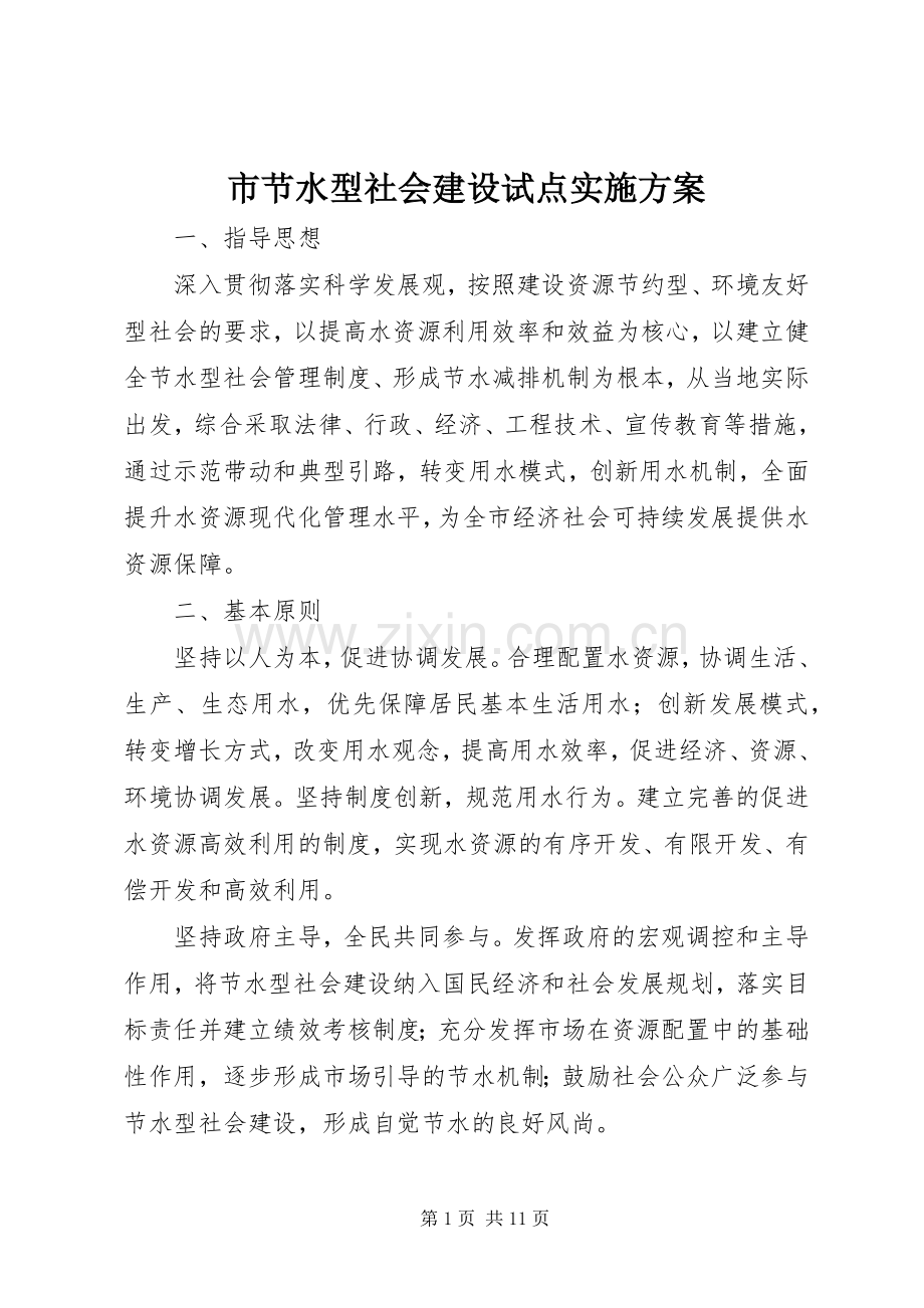 市节水型社会建设试点方案.docx_第1页