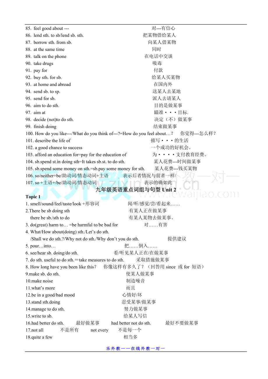 仁爱英语九年级上册重点词组和句型.doc_第3页