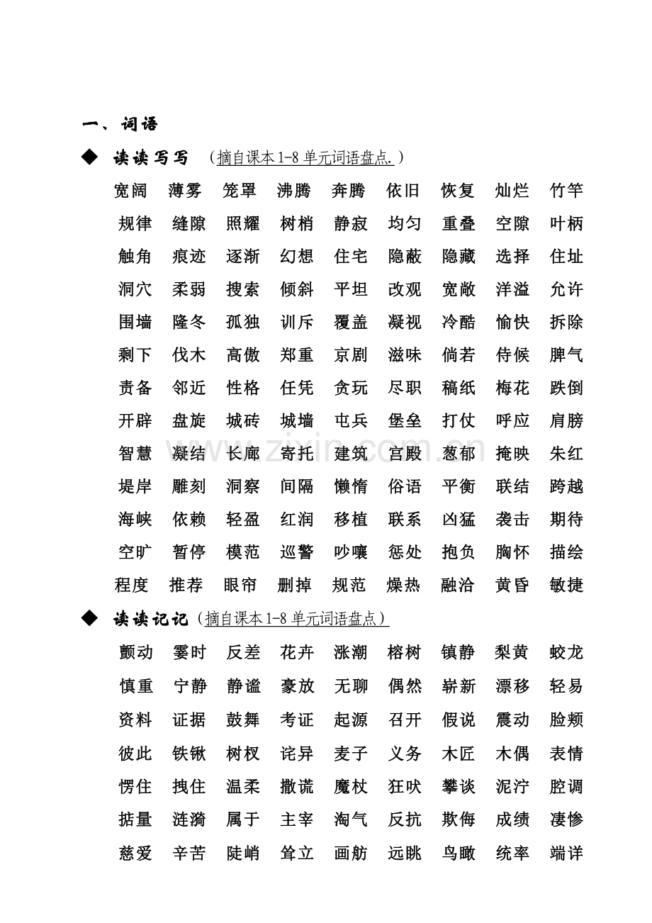 人教版四年级语文上册期末复习资料.doc_第1页