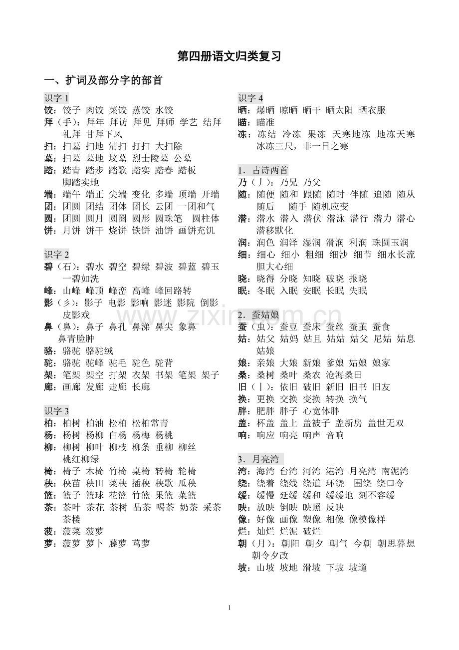 小学第四册语文归类复习.doc_第1页