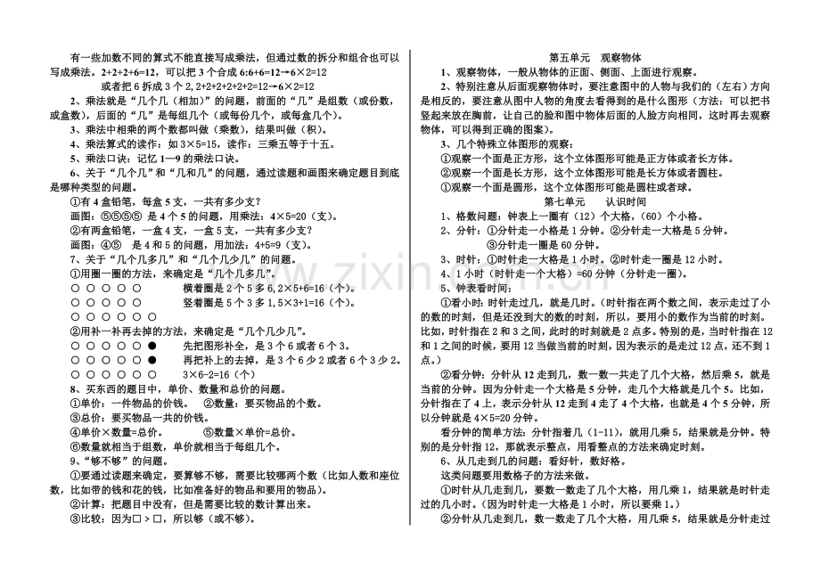 人教版二年级数学上册基础知识归纳.doc_第2页