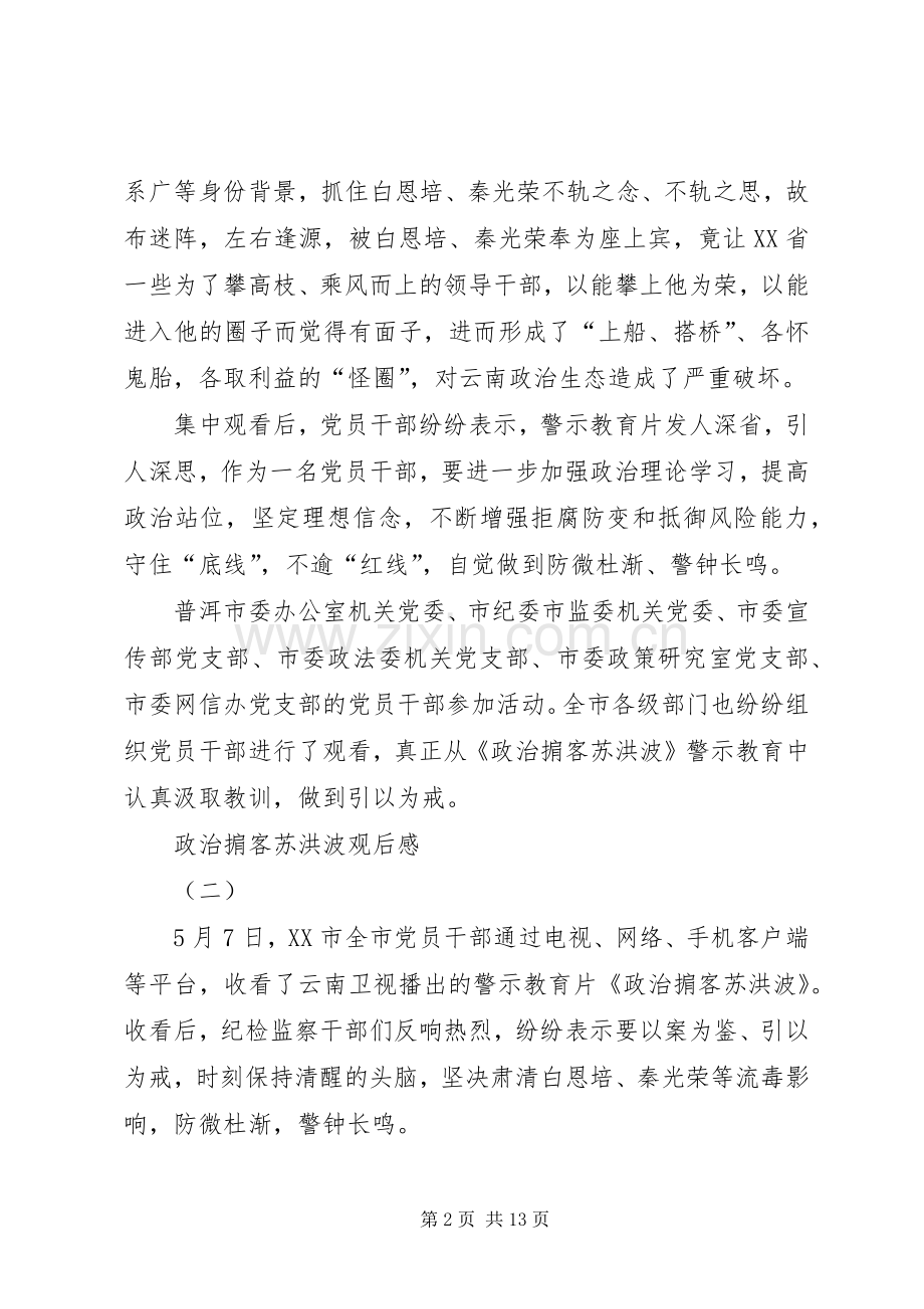 20XX年警示教育片《政治掮客苏洪波》观后感心得体会多篇.docx_第2页