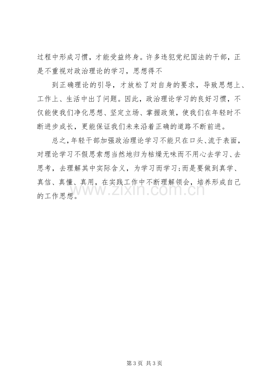 XX年轻干部政治理论学习心得体会.docx_第3页