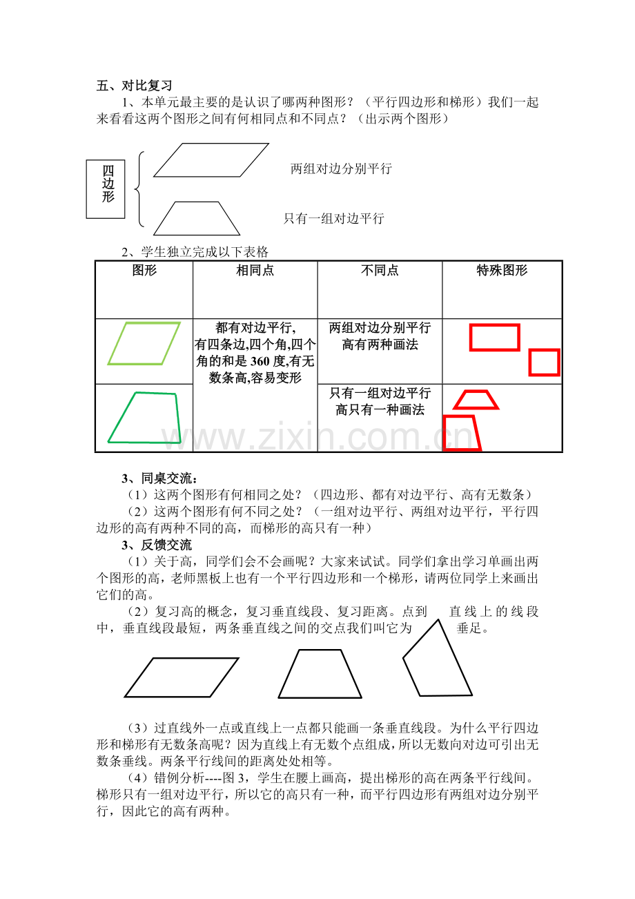 小学人教四年级数学平行四边形和梯形整理与复习.doc_第2页