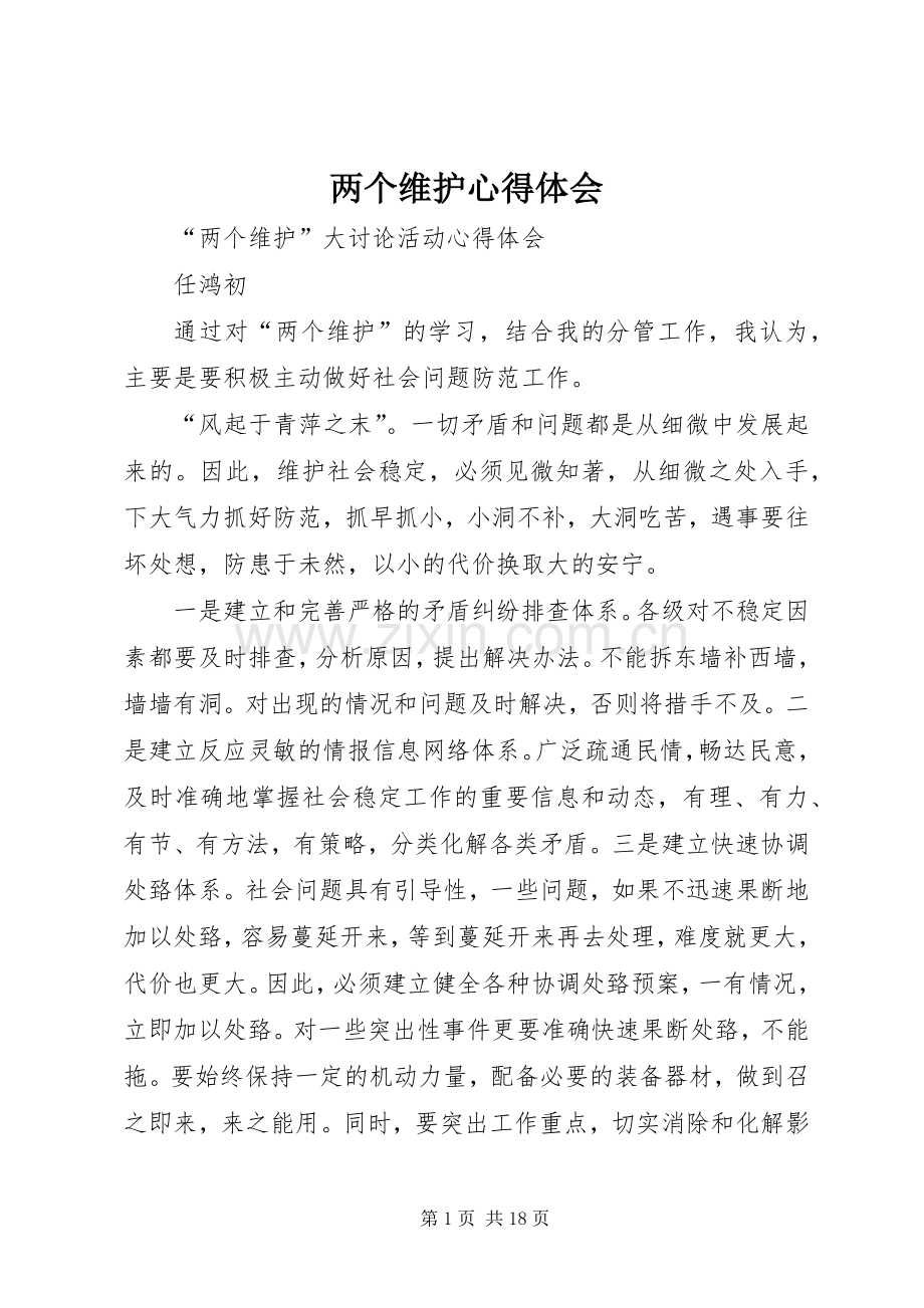 两个维护心得体会.docx_第1页