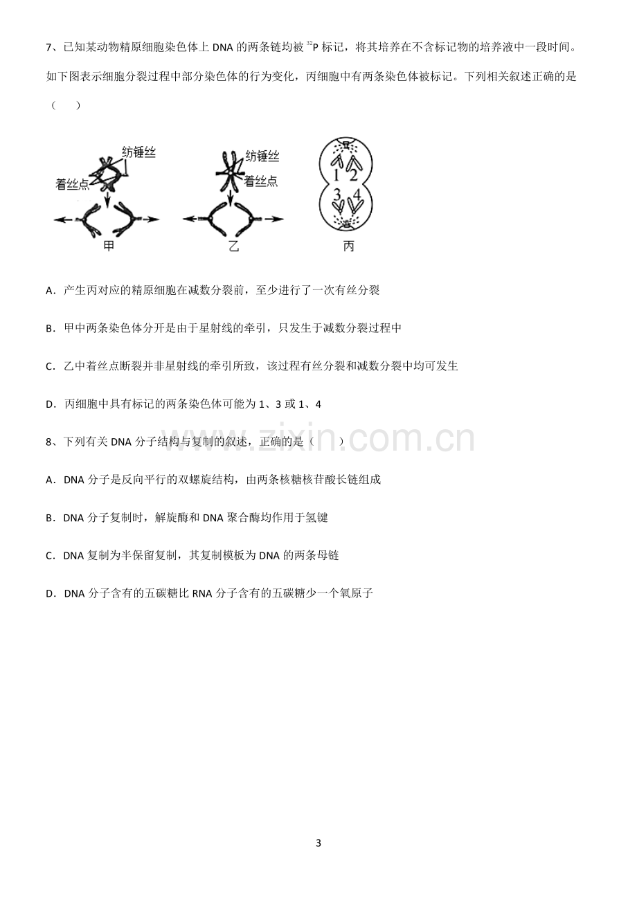 (文末附答案)人教版2022年高中生物基因的本质解题技巧总结.pdf_第3页