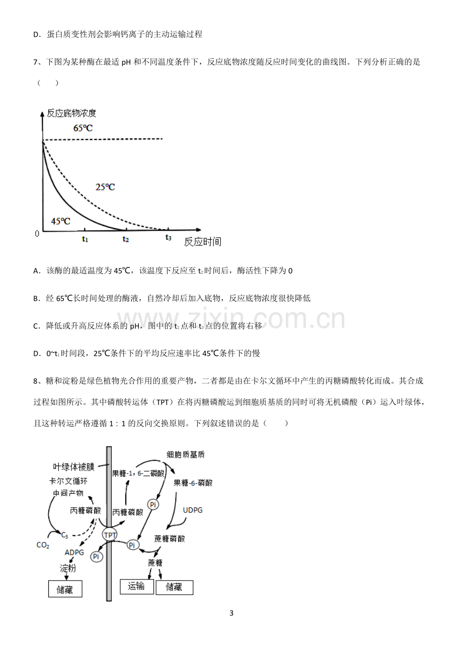 (文末附答案)人教版2022年高中生物第四章细胞的能量供应和利用经典知识题库.pdf_第3页