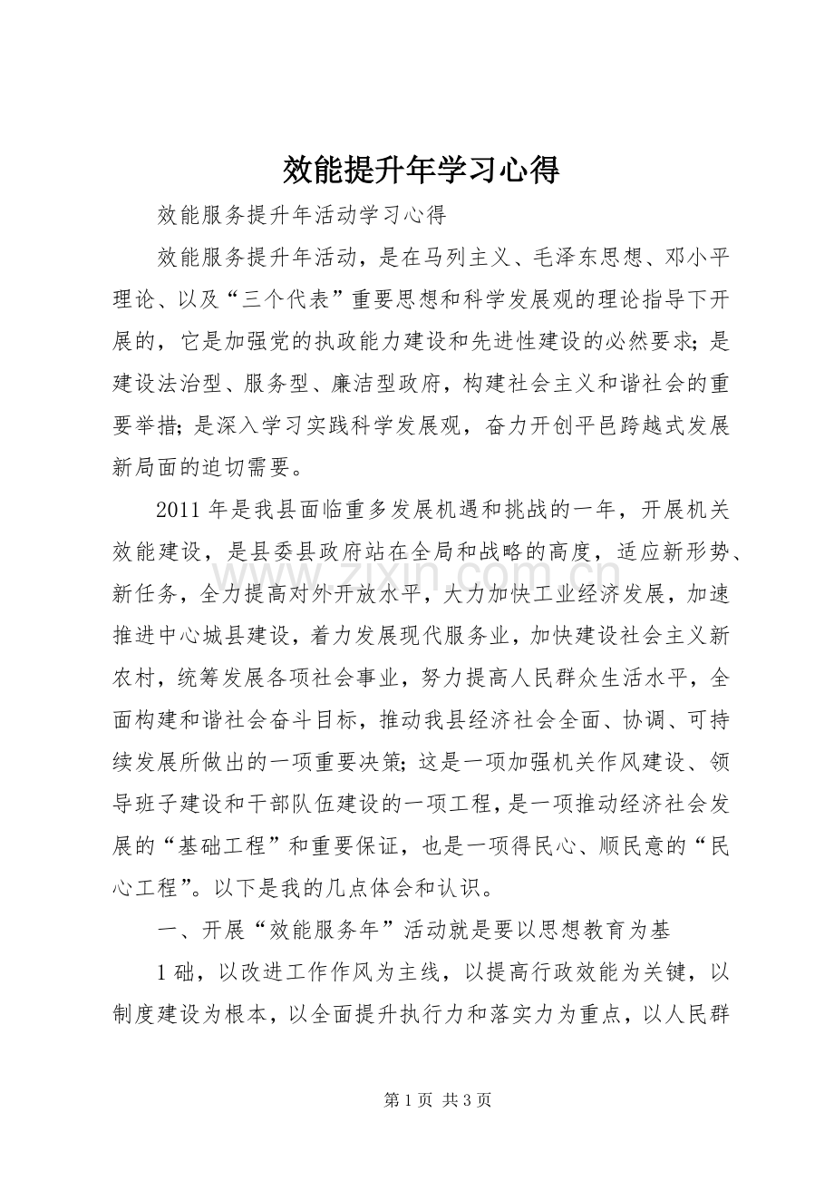 效能提升年学习心得.docx_第1页